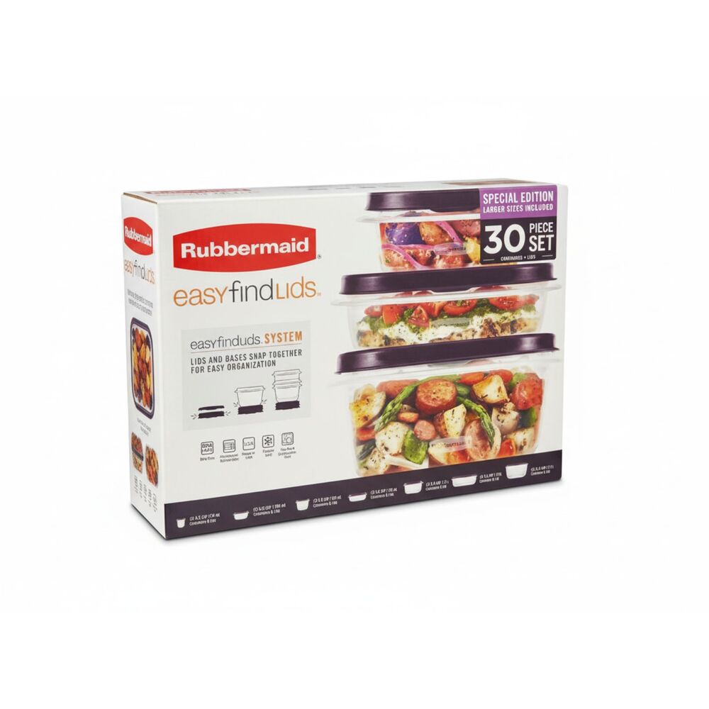 Rubbermaid Easy Find Lids 30 Piece Food Storage Container Set Purple New
